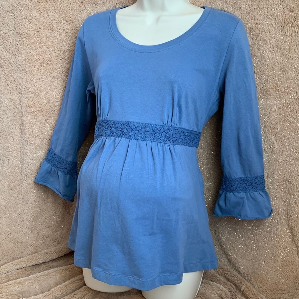 Motherhood Maternity Tunic Long Sleeves Top Shirt S blue